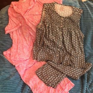 Secret Treasures and Faded Glory Lot of two pairs capri bottom ladies pajamas +1